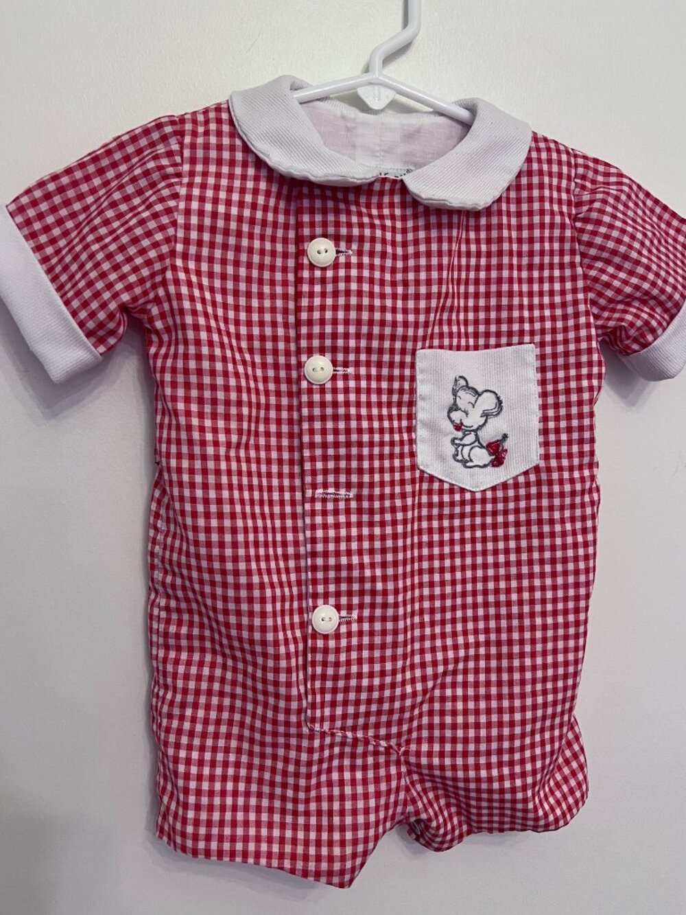 Vintage Little One by Johnston Red Gingham Romper 9-12M